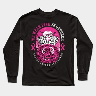 We wear Pink in October Nurse Ribbon Breast Cancer Awareness Long Sleeve T-Shirt